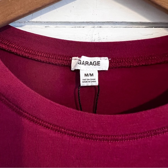 GARAGE Smooth Long Sleeve Crewneck Top. Sour Cherry. Size Medium. New With Tags. - Picture 5 of 10